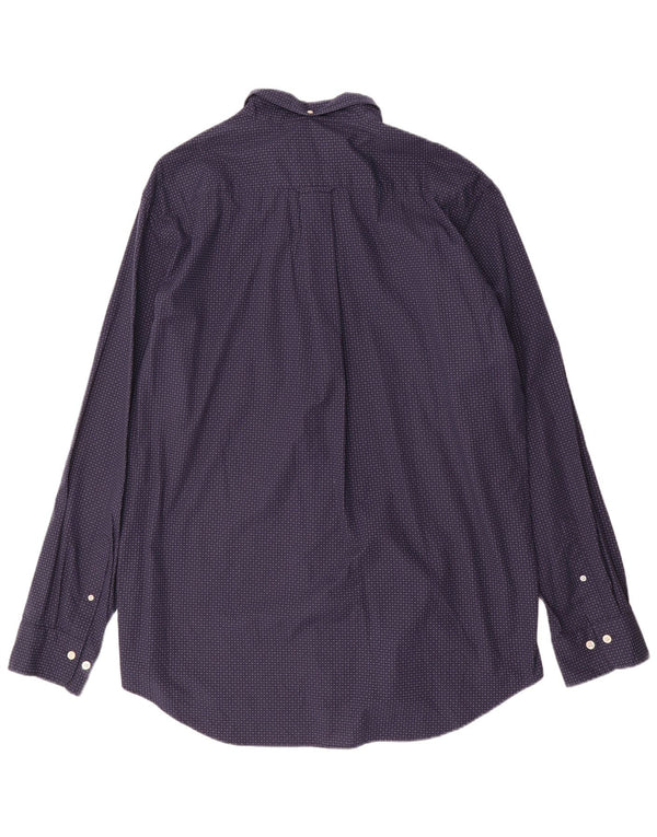 Gant Mens Poplin Regular Fit Shirt Size 45/46 2XL Navy Blue Spotted Cotton