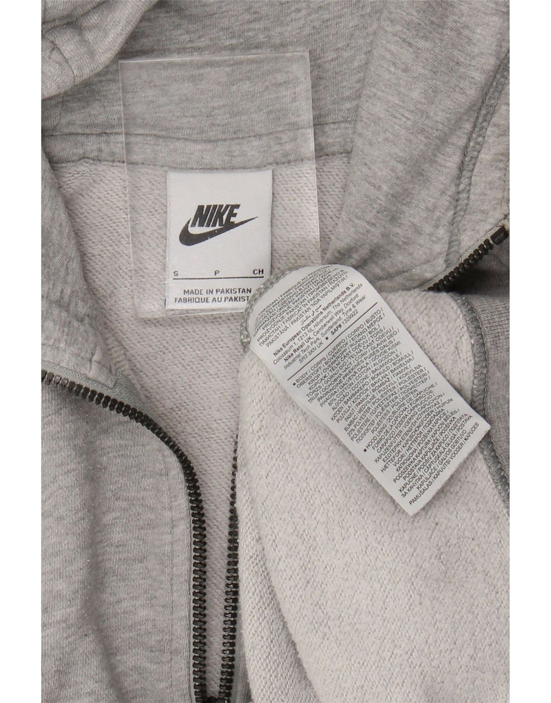 NIKE Mens Zip Hoodie Sweater Small Grey Flecked Cotton