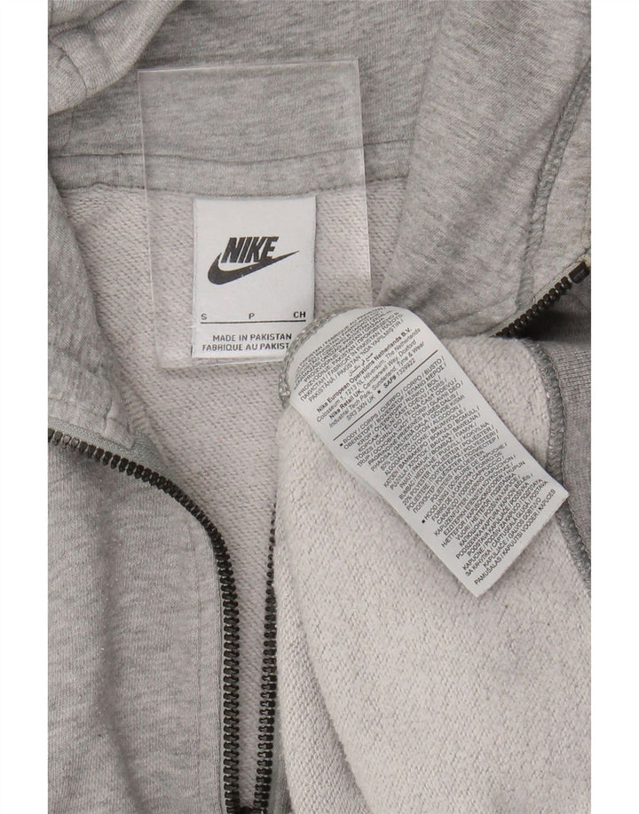 NIKE Mens Zip Hoodie Sweater Small Grey Flecked Cotton