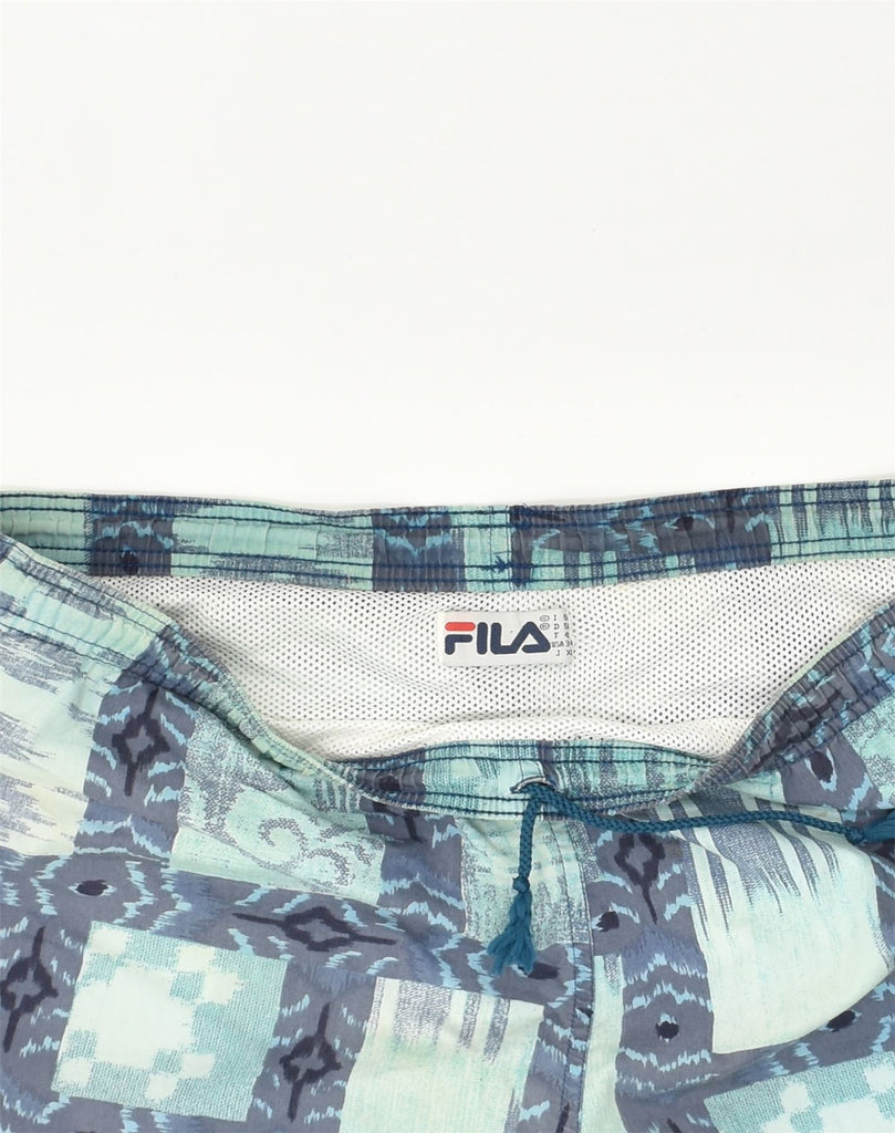 FILA Mens Swimming Shorts IT 50 Large Blue Ikat | Vintage Fila | Thrift | Second-Hand Fila | Used Clothing | Messina Hembry 