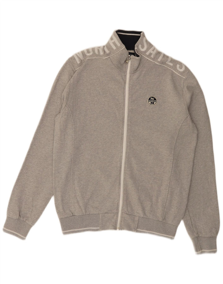 NORTH SAILS Mens Graphic Tracksuit Top Jacket Large Grey Cotton