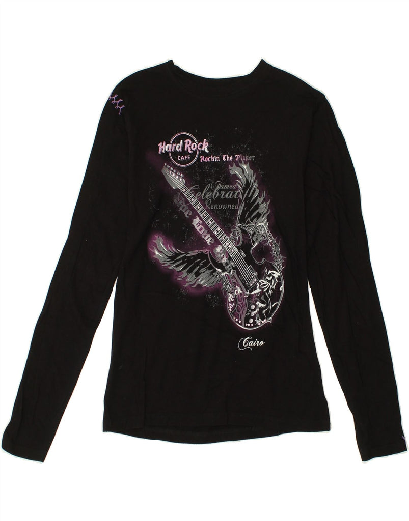 HARD ROCK CAFE Womens Cairo Graphic Top Long Sleeve UK 12 Medium Black | Vintage Hard Rock Cafe | Thrift | Second-Hand Hard Rock Cafe | Used Clothing | Messina Hembry 