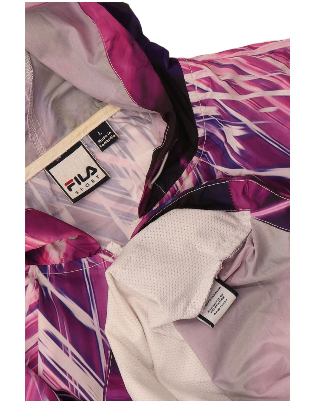 Fila Womens Hooded Rain Jacket UK 16 Large Multicoloured Striped Polyester
