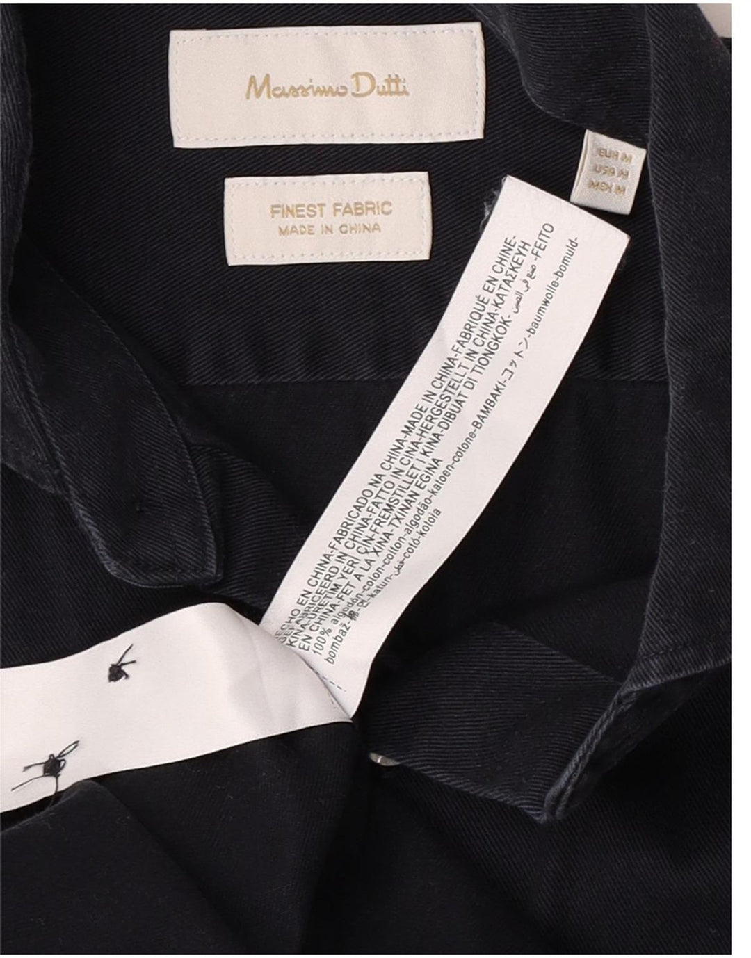 Massimo Dutti Mens Shirt Medium Navy Blue Cotton Classic