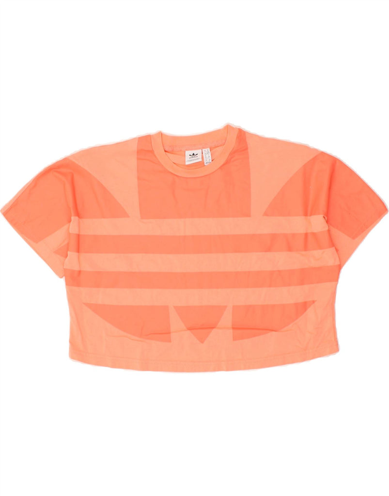 ADIDAS Womens Oversized Crop Graphic T-Shirt Top UK 6 XS Orange | Vintage Adidas | Thrift | Second-Hand Adidas | Used Clothing | Messina Hembry 