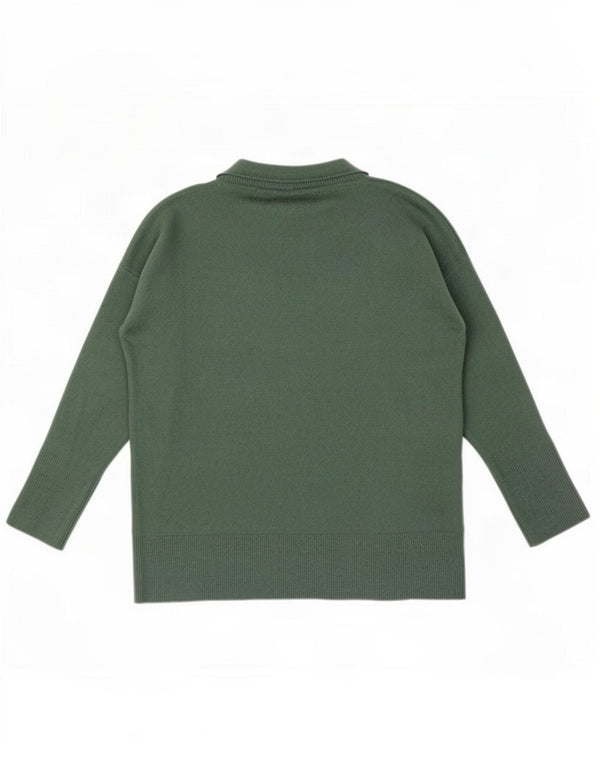 Benetton Womens Turtle Neck Jumper Sweater UK 14 Medium Green Wool