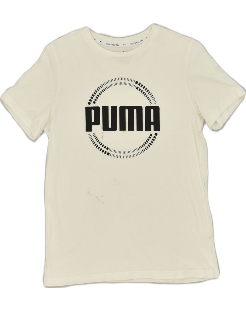 PUMA Boys Keeps you Dry Graphic T-Shirt Top 13-14 Years White Cotton | Vintage Puma | Thrift | Second-Hand Puma | Used Clothing | Messina Hembry 