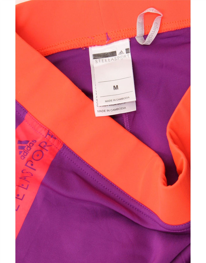 ADIDAS Womens Climalite Graphic Leggings UK 12 Medium  Purple Colourblock