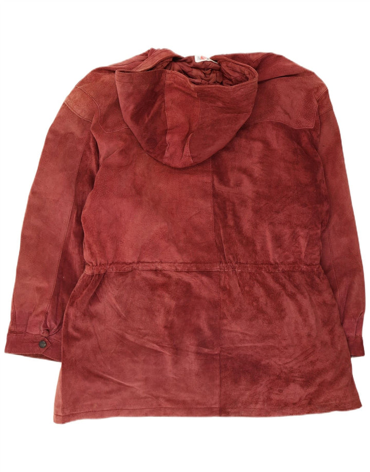 Miss Joy Womens Suede Overcoat EU 44 XL Burgundy Leather