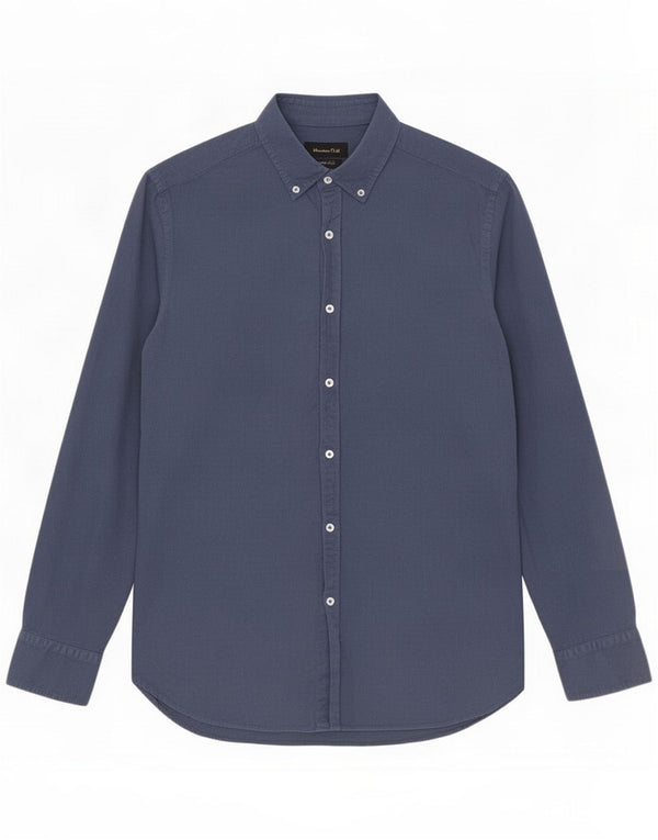 Massimo Dutti Mens Corduroy Shirt Medium Navy Blue Pinstripe