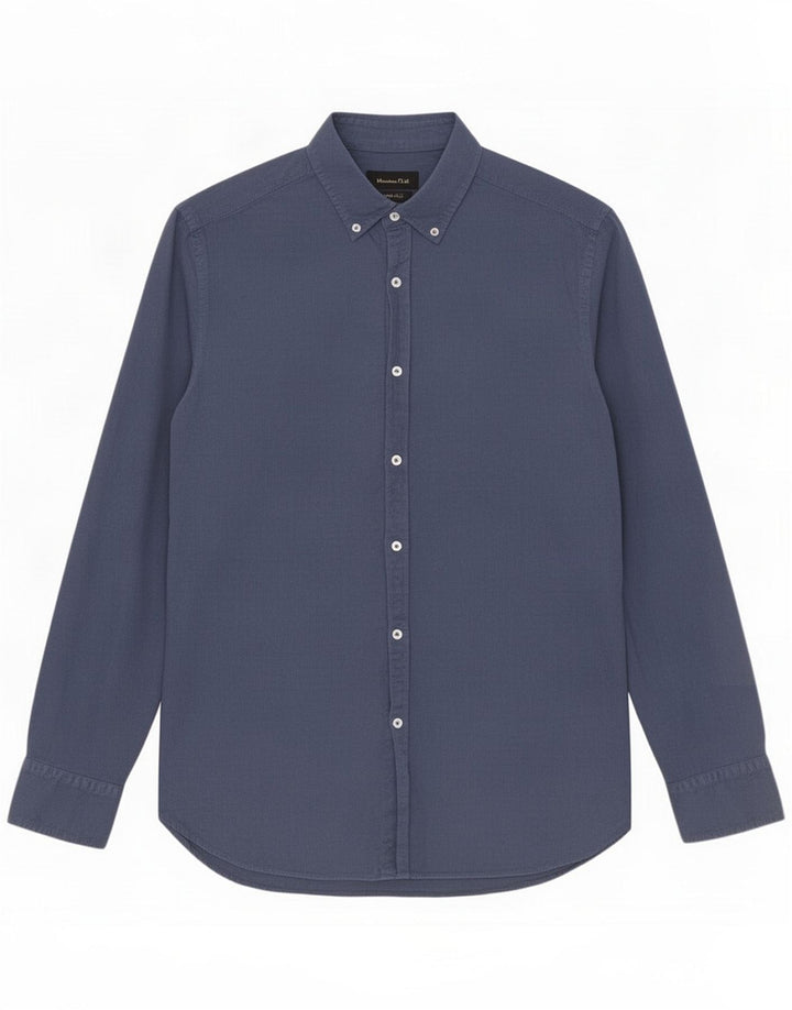 Massimo Dutti Mens Corduroy Shirt Medium Navy Blue Pinstripe