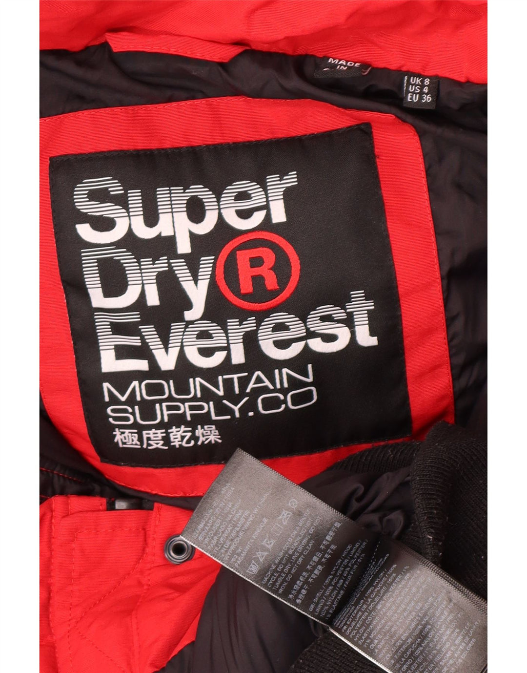 SUPERDRY Womens Hooded Padded Jacket UK 8 Small Red Nylon