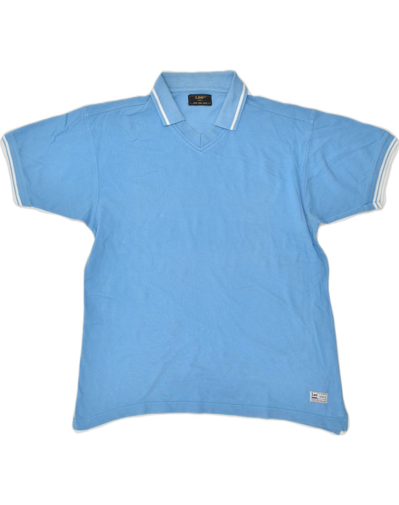 LEE Mens Polo Shirt Large Blue Cotton | Vintage Lee | Thrift | Second-Hand Lee | Used Clothing | Messina Hembry 