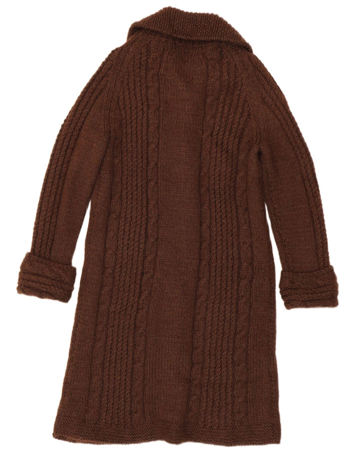 Vintage Womens Longline Cardigan Sweater UK 14 Medium Brown