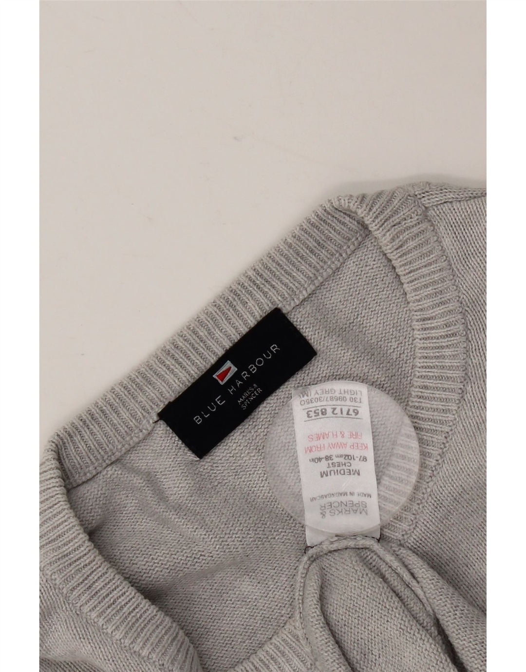 Marks & Spencer Mens Crew Neck Jumper Sweater UK 38/40 Medium Grey