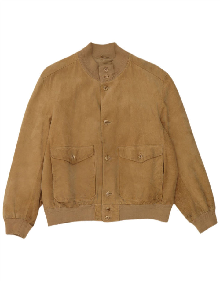 Conbipel Mens Suede Bomber Jacket IT 56 2XL Beige Leather