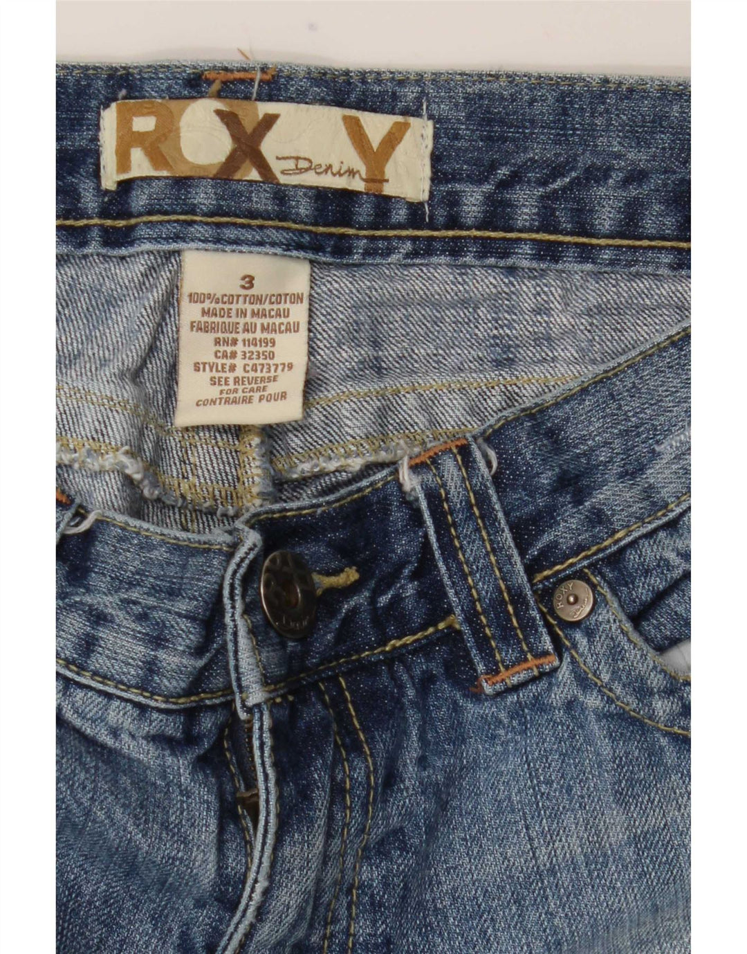 Roxy Womens Low Waist Distressed Straight Jeans US 3 Small W29 L27 Blue