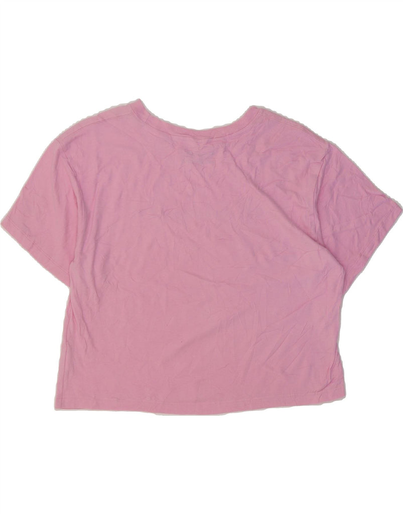 CHAMPION Womens Crop Graphic T-Shirt Top UK 14 Medium Pink Cotton Vintage Champion and Second-Hand Champion from Messina Hembry 