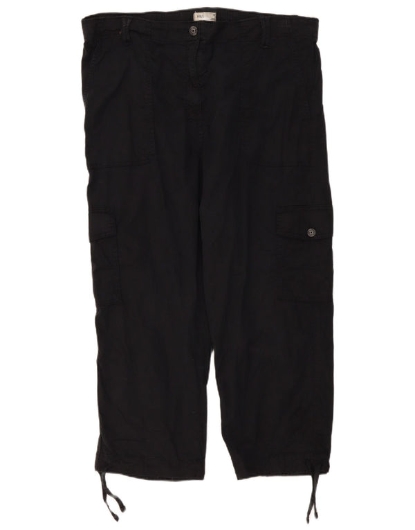 Marks & Spencer Womens Cargo Capri Trousers UK 20 2XL W40 L23 Black Lyocell