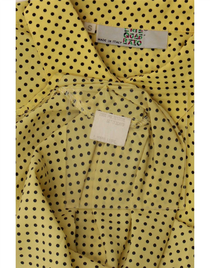 Vintage Womens Oversized Shirt UK 10 Small Yellow Spotted Polyester