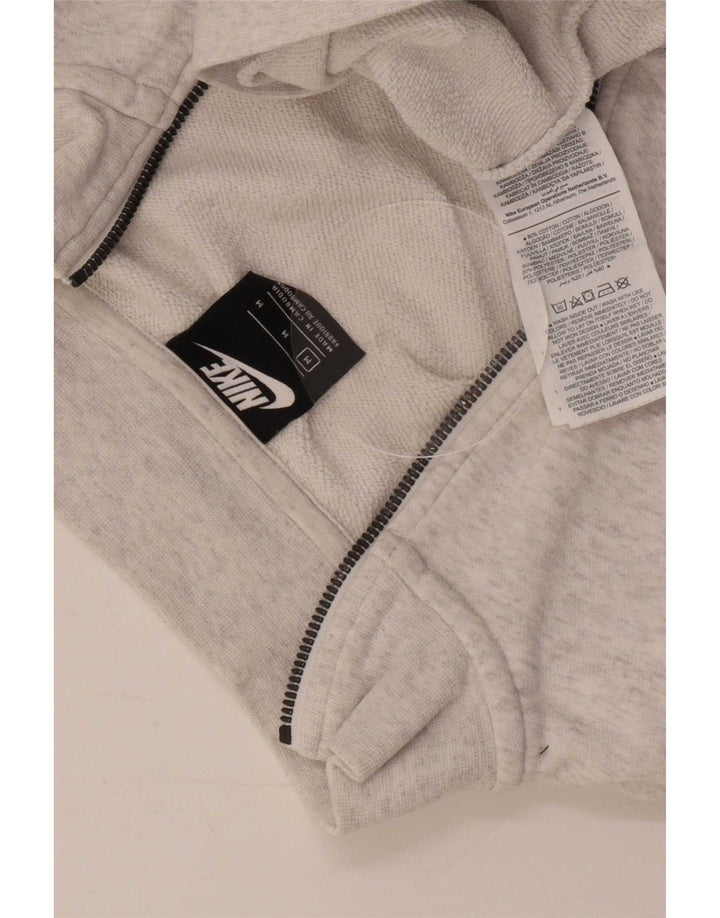 Nike Womens Oversized Crop Zip Neck Sweatshirt Jumper UK 14 Medium Grey