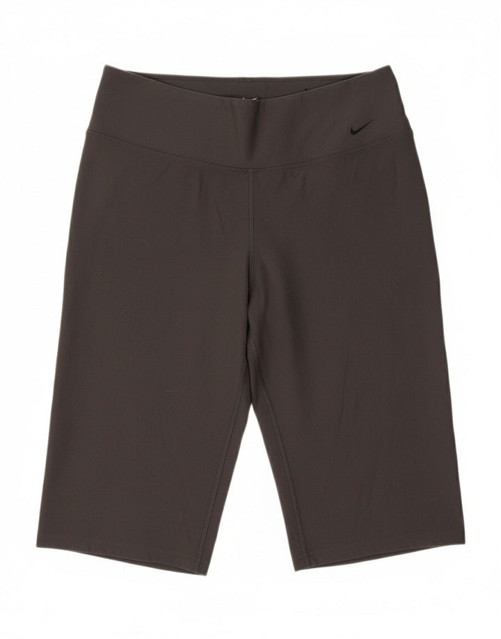 NIKE Womens Dri Fit Bermuda Sport Shorts UK 14 Large Grey Polyester
