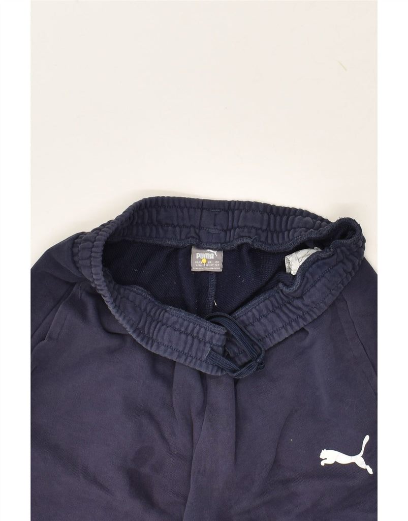 PUMA Boys Graphic Tracksuit Trousers Joggers 13-14 Years Navy Blue Cotton | Vintage Puma | Thrift | Second-Hand Puma | Used Clothing | Messina Hembry 