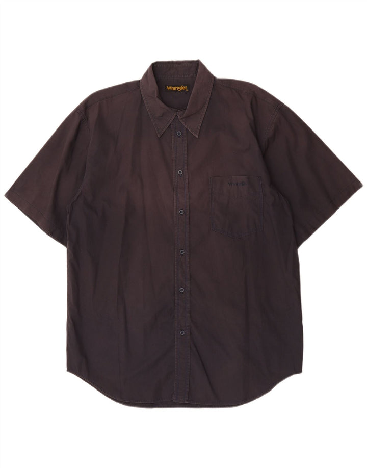 Wrangler Mens Short Sleeve Shirt XL Brown Cotton