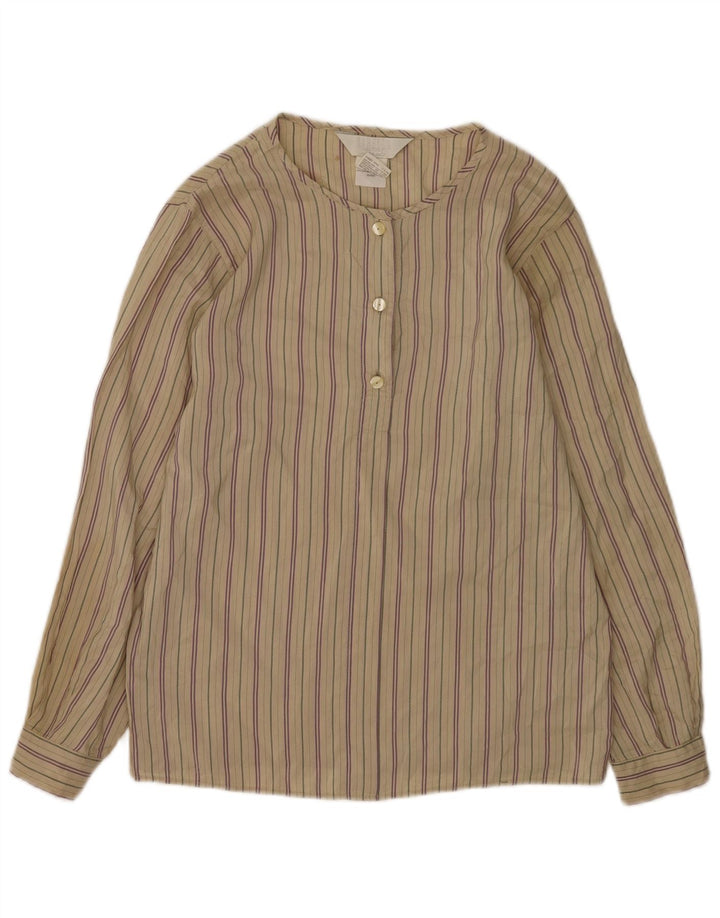 Marella Womens Pullover Shirt Blouse UK 12 Medium Beige Striped Silk