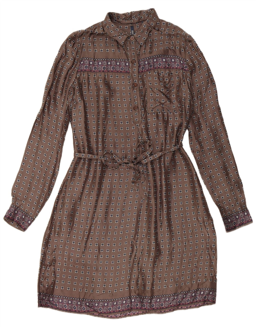 Woolrich Womens Long Sleeve Sheath Dress UK 14 Medium Grey Geometric