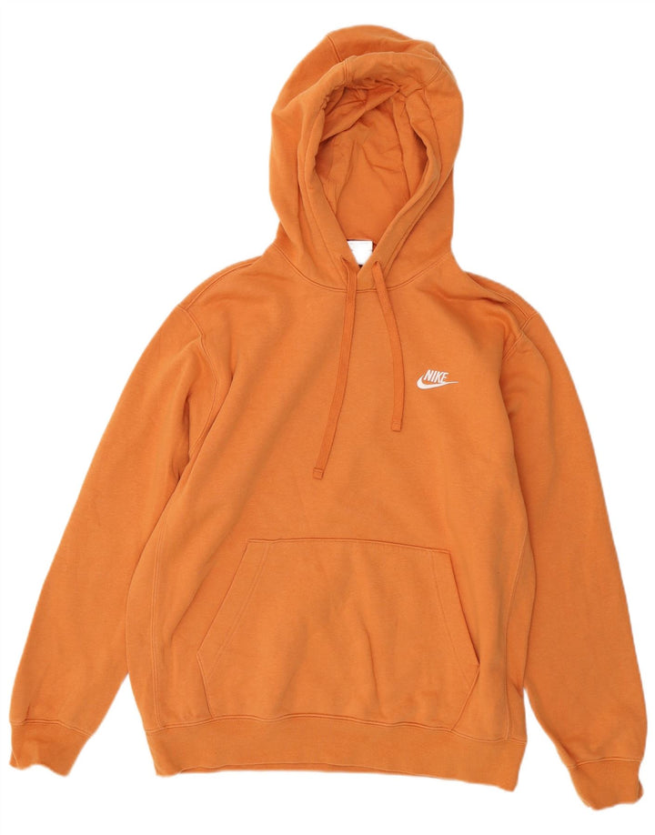 NIKE Mens Hoodie Jumper Medium Orange Cotton