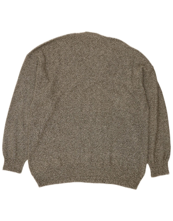 Engbers Mens V-Neck Jumper Sweater IT 50 Medium Grey Striped Cotton