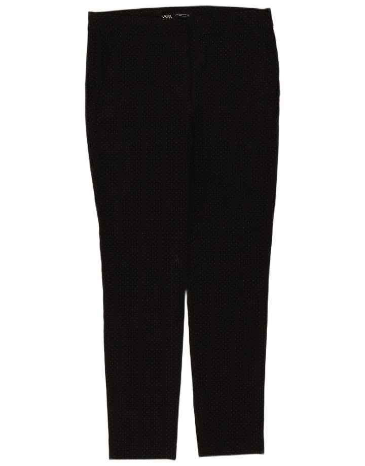 Zara Womens Slim Chino Trousers Medium W28 L27 Black Spotted Viscose