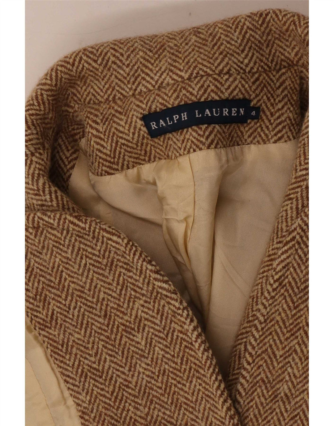 Ralph Lauren Womens 2 Button Blazer Jacket US 4 Small Brown Herringbone