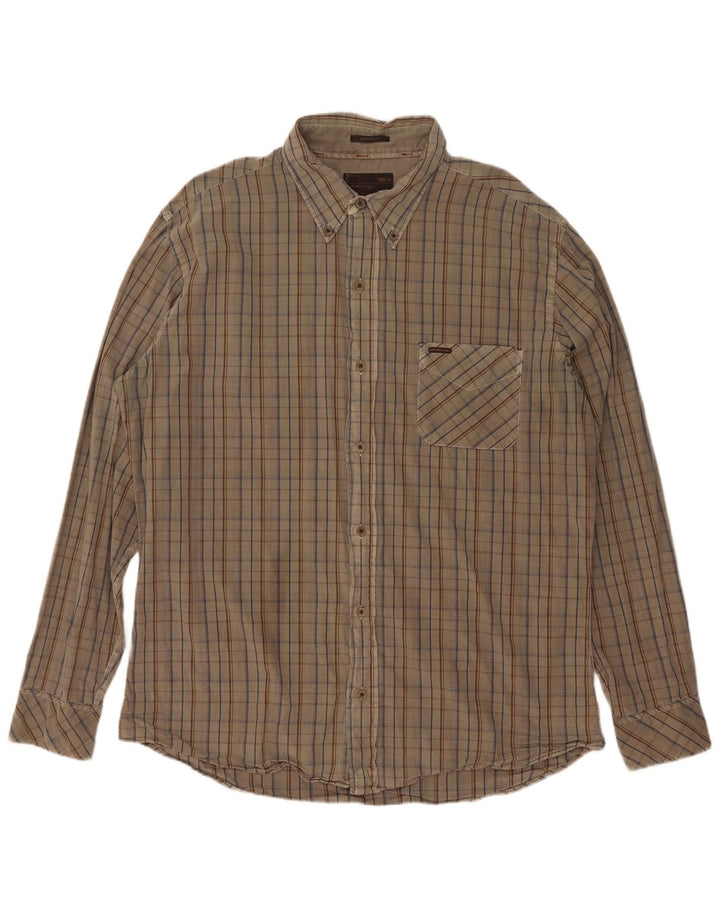 Marlboro Classics Mens Regular Fit Shirt 2XL Khaki Check Cotton