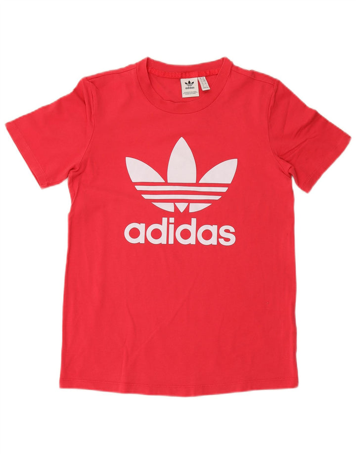 ADIDAS Womens Graphic T-Shirt Top UK 10 Small Pink Cotton