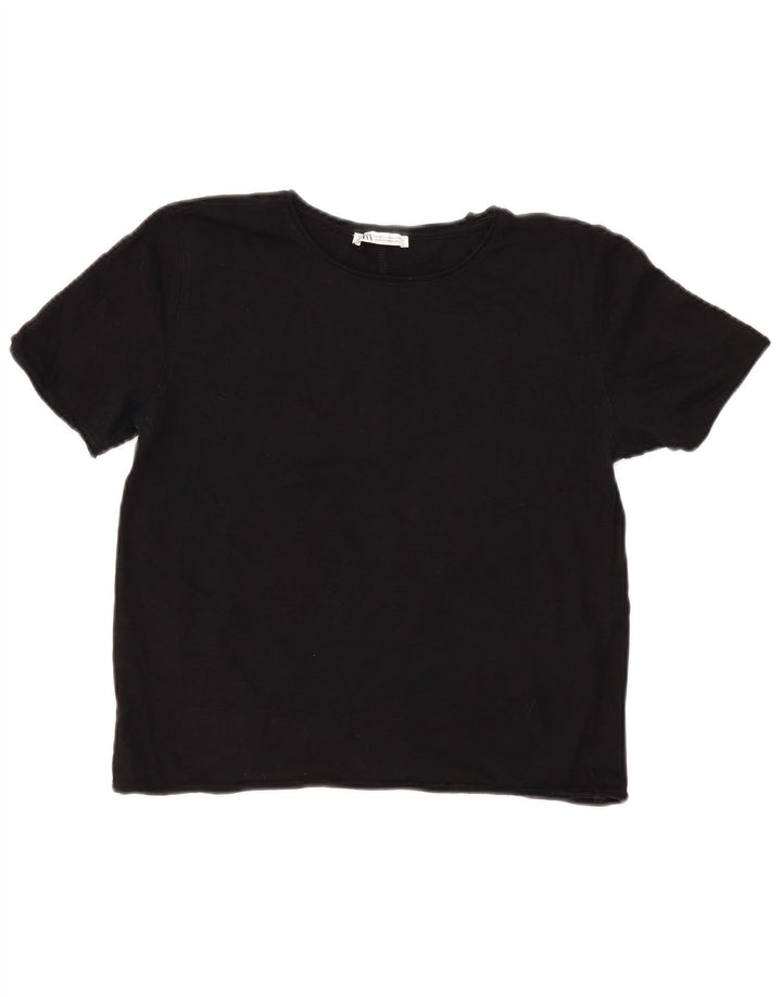 Zara Womens T-Shirt Top UK 12 Medium Black