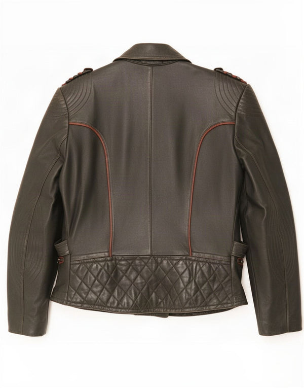 Vintage Mens Motorcycle Leather Biker Jacket UK 36 Small Khaki