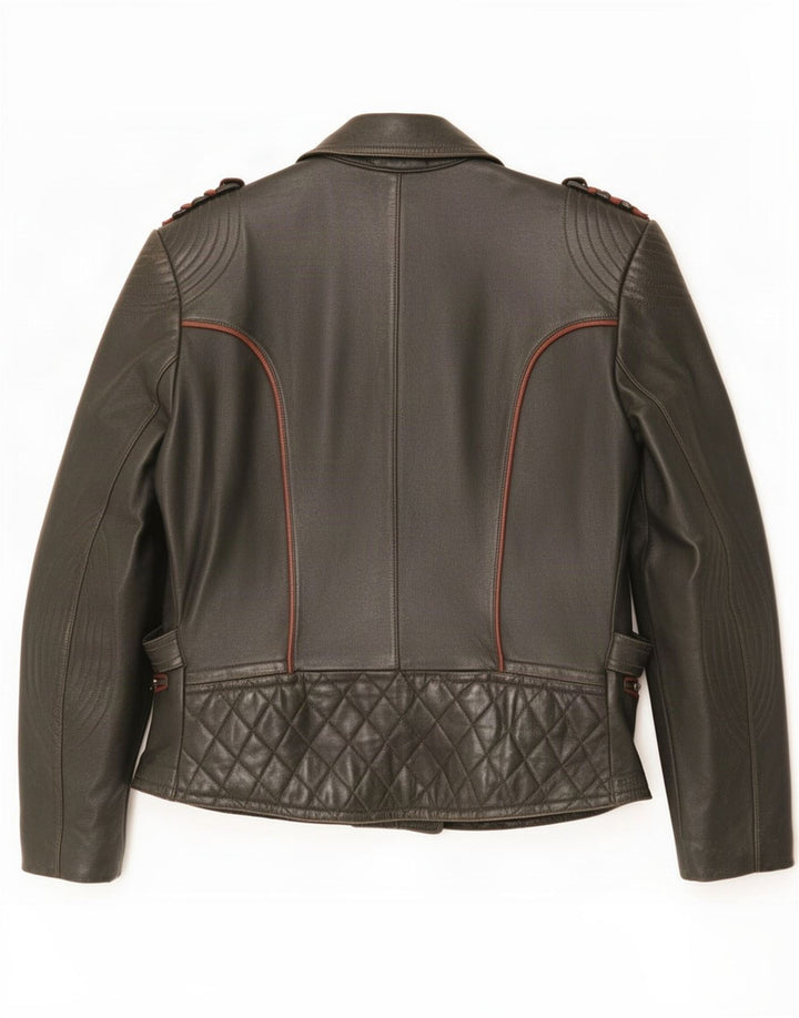 Vintage Mens Motorcycle Leather Biker Jacket UK 36 Small Khaki