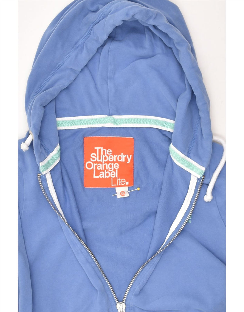 SUPERDRY Womens Zip Hoodie Sweater UK 6 XS Blue Cotton | Vintage Superdry | Thrift | Second-Hand Superdry | Used Clothing | Messina Hembry 