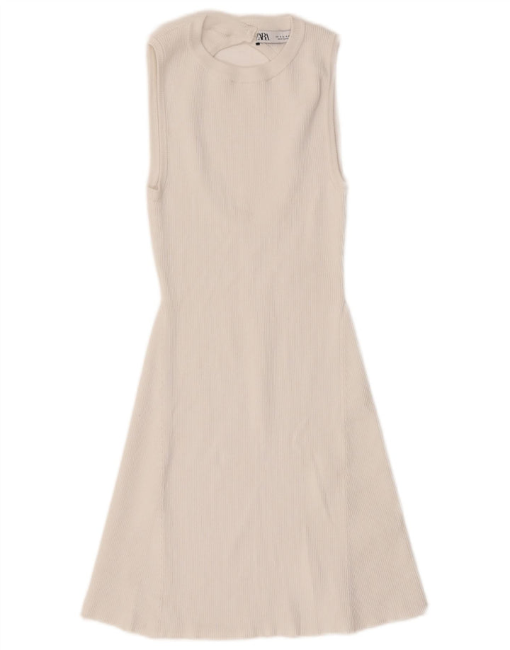 ZARA Womens Sleeveless Jumper Dress UK 8 Small White