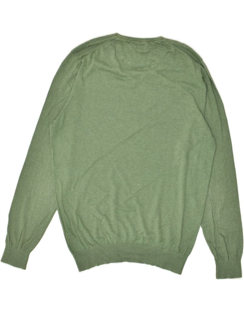 MASSIMO DUTTI Mens V-Neck Jumper Sweater XL Green Cotton | Vintage Massimo Dutti | Thrift | Second-Hand Massimo Dutti | Used Clothing | Messina Hembry 