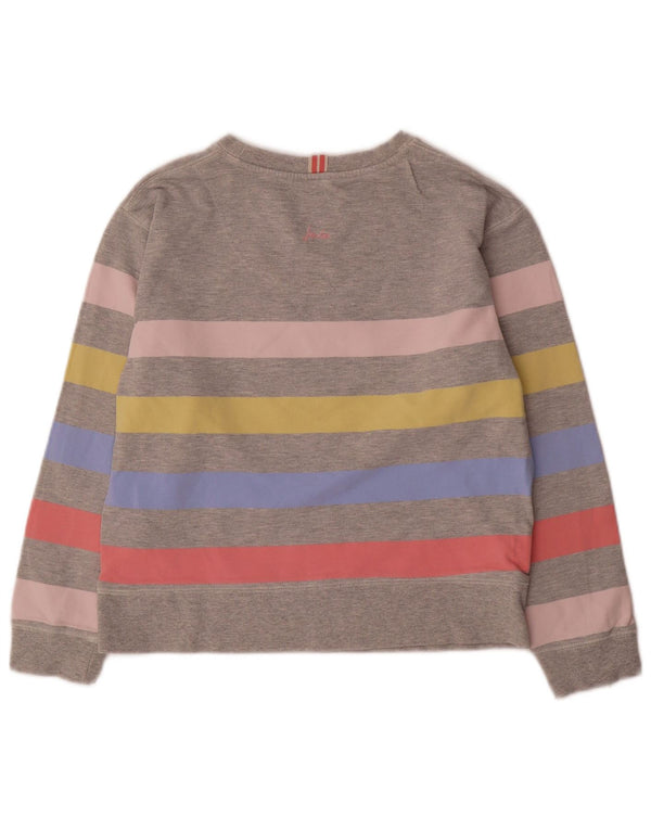 Joules Womens Oversized Sweatshirt Jumper UK 8 Small Grey Striped Cotton