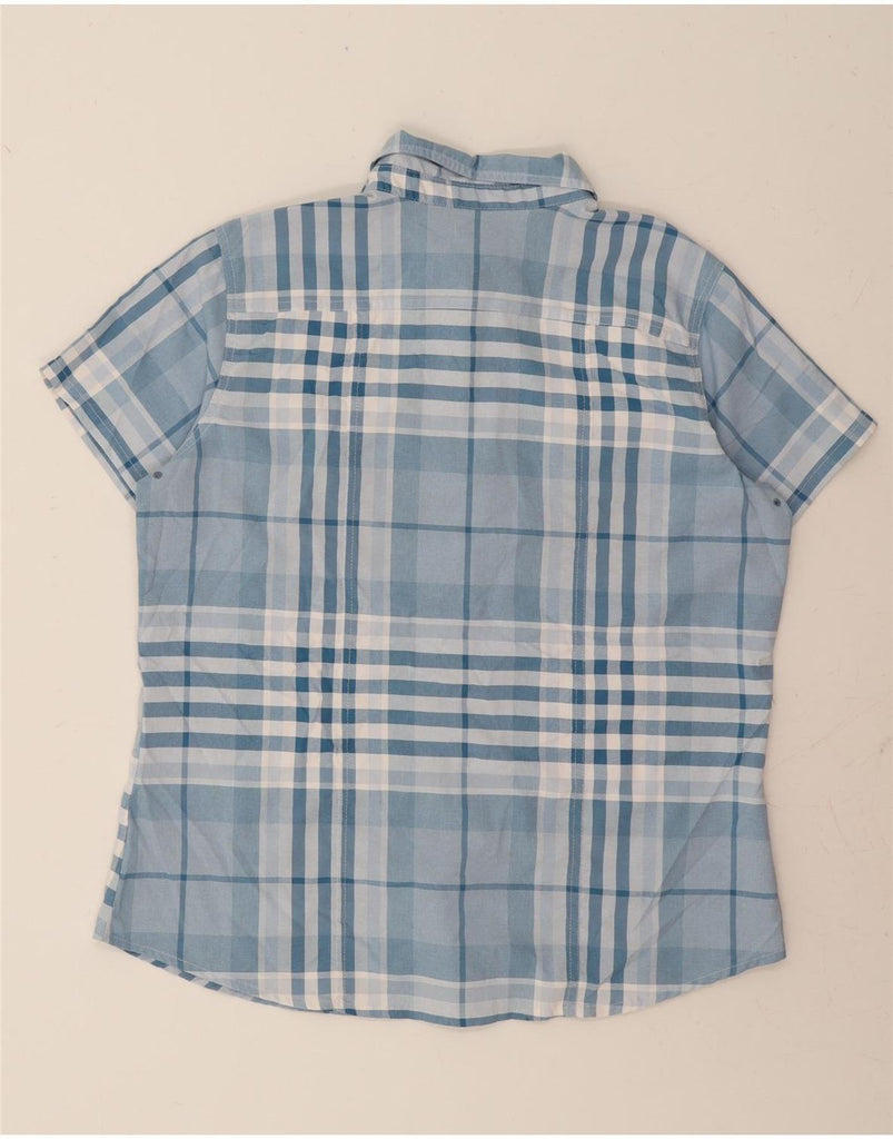 DICKIES Womens Short Sleeve Shirt UK 16 Large Blue Check Polyester Vintage Dickies and Second-Hand Dickies from Messina Hembry 