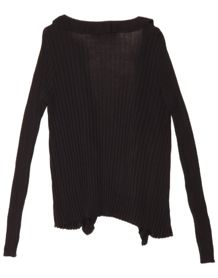 Zara Womens Open Cardigan Sweater UK 16 Large Black