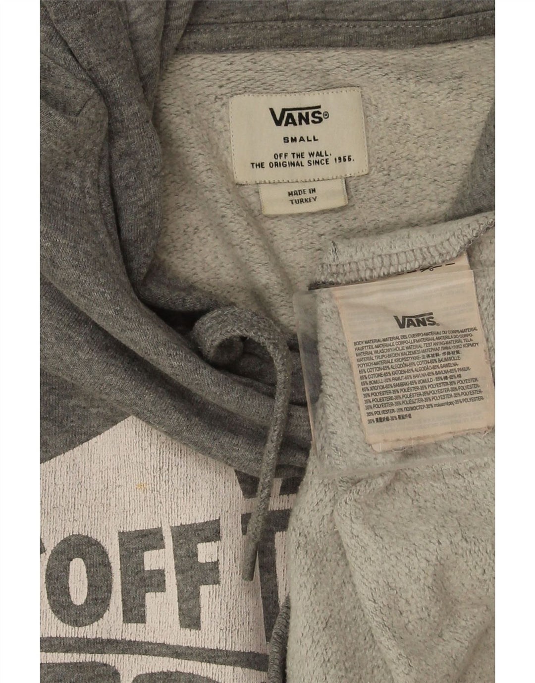 Vans Mens Graphic Hoodie Jumper Small Grey Cotton