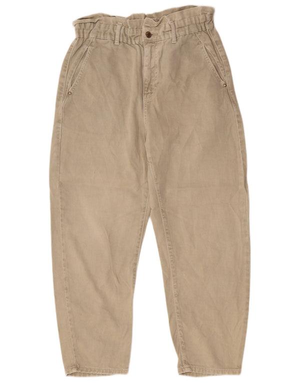 Zara Womens High Waist Tapered Cropped Jeans EU 38 Small W28 L25 Beige