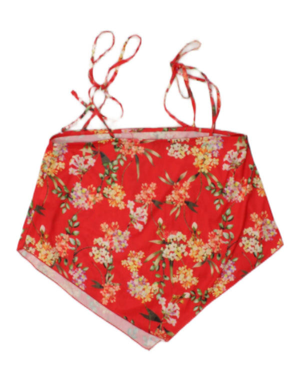 Zara Womens Crop Asymmetric Cami Top UK 10 Small Red Floral Polyester