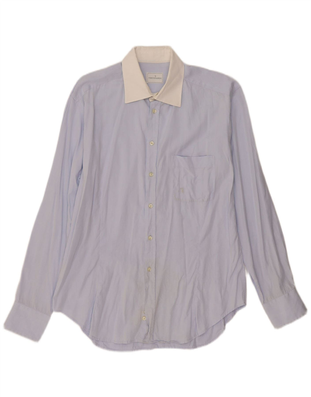 Trussardi Mens Shirt Size 42 16 1/2 Large Blue Colourblock