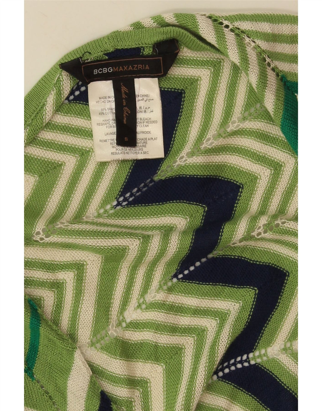 BCBGMAXAZRIA Womens Oversized Cardigan Sweater UK 10 Small Green Chevron